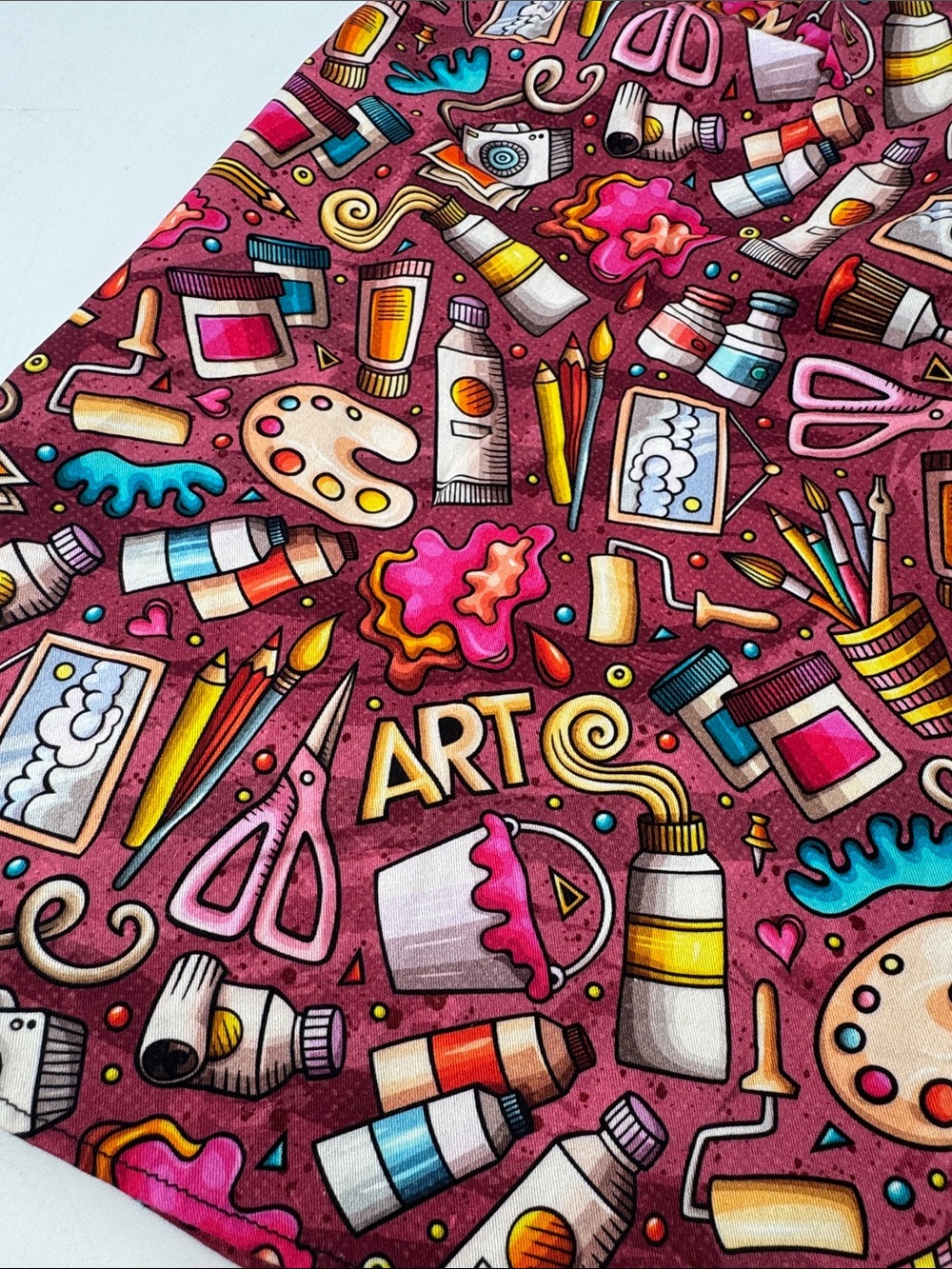 Vintage Artsy Quirky Colorful Art Teacher Lagenlook Novelty Print Handmade Skirt